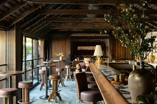 The Manure Room, Ayrburn, by Alexander & Co. in Arrowtown, New Zealand. Shortlisted for the 2024 Eat Drink Design Awards for Best Bar Design.