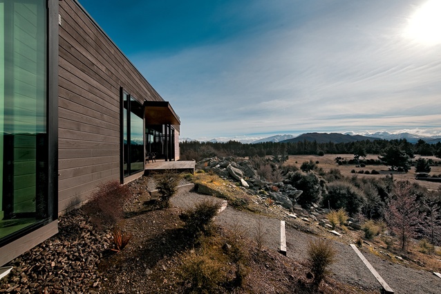 Looking across the northern elevation of the house designed by Sheppard and Rout Architects. 
