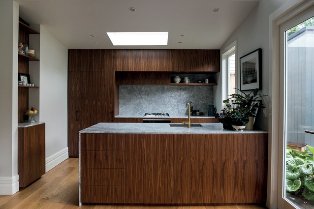 The kitchen and bathroom of a residential project on which the pair has been working in Auckland’s Grey Lynn feature raw materials, warm tones and natural textures.