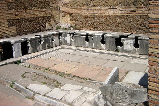 The original Roman toilet was a multi-seated arrangement found in public places, which encouraged conversation. 
