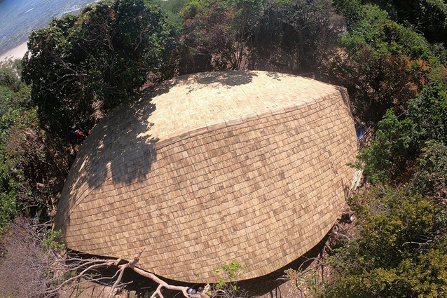 The bamboo shingle roof at Boulder Bay Eco-Resort.