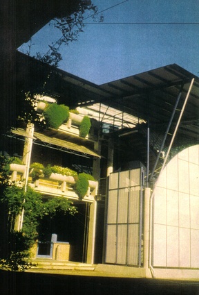 Auckland Girls Grammar School Gardener Block, 1992. A new 3-storey classroom and resource wing to the existing school, with planters softening the edges of the building.