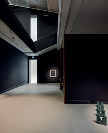 Here, in the smaller, more intimate gallery spaces of the Govett-Brewster, a similar colour and material palette is used.