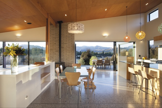 The kitchen, dining and living area is a large open-plan space.
