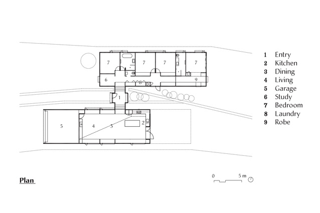 Plan of Two Halves House by Moloney Architects.