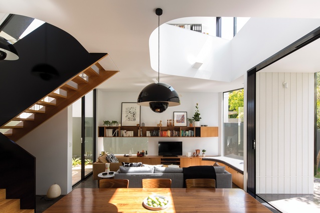 A sculptural extension to an existing Federation house is unapologetically bold and functional. Artwork (L-R): print by James Gulliver Hancock; Susan Stafford.