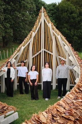 Folly team members, from left: Jasleen Basra, Nyle Macaranas, Rain Nario, Naomi Felicia and Sufyaan Chuttur. The Folly is positioned at the
entry to Brick Bay.