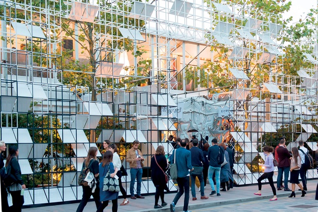 London Design Festival: Satellite Architects designed a striking 70m wide by 7m high GRID façade. 
