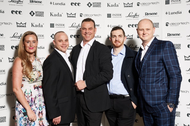 Abby Holyoake, Armand Bezuidenhout, Karl Hitchens, Bryn Howitt and John Eastwood from Dorma – Interior Awards sponsors. 