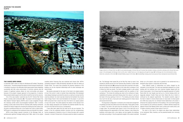 Aerial view of the SH1 Victoria Park Tunnel Project under construction – extract from Architecture NZ ‘The Caged Bird Sings’.
