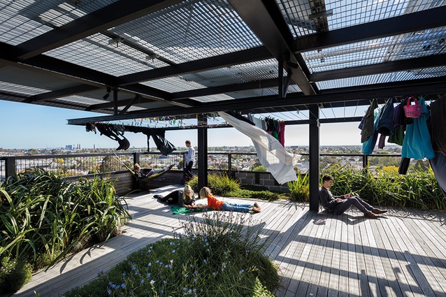 The Commons rooftop, Melbourne, 
a Nightingale project and precedent for Madras Square – inner-city housing in Christchurch premised on a multifunctional design for social connection and economic practicality.