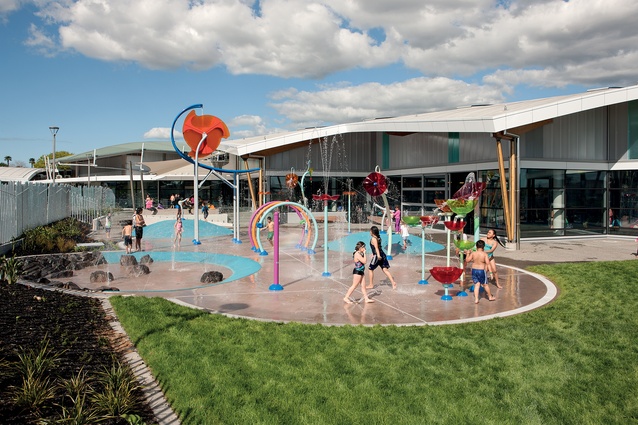 The aquatic playground is accessible directly from the indoor pool.