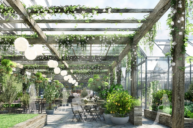 The new hospitality zone will feature laneways of boutique eateries with working greenhouses.