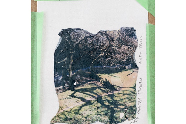 From the NZIA 2023 Festival of Architecture, polaroid emulsion lifts using water from the hidden awa of Pōneke to separate out the emulsion of the image.