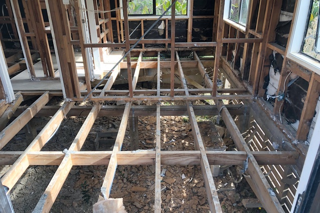 The deconstruction process under way.