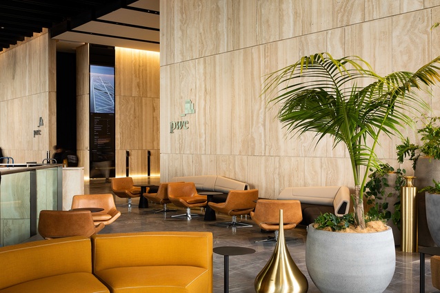 The lobby offers several spaces for casual catch-ups and quick breaks.