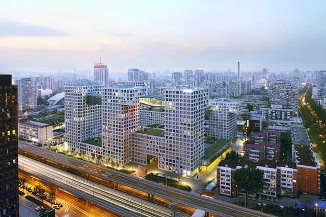 Linked Hybrid complex, Beijing by Steven Holl Architects. Completed in 2009, the project is an enormous 220,000m<sup>2</sup> and is a 21st century porous urban space.