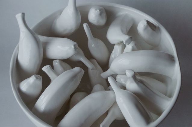 Cain’s <em>Banana Fruit Bowls</em> utilise high-gloss white ceramic.