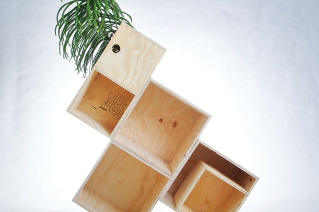 Multipurpose ply milk crates initially designed by Jem as gifts for his family.