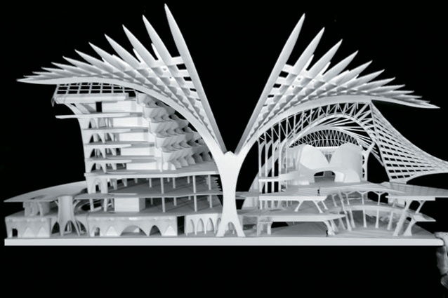 A model of the Marisfrolg headquarters designed by Architecture Van Brandenburg in Shenzen, southern China.