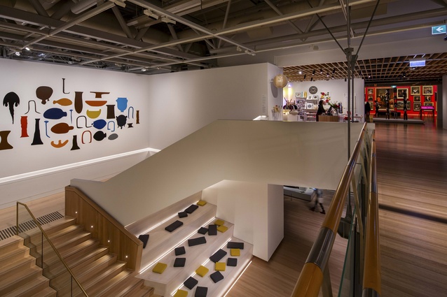 A new staircase connects new and existing spaces and provides additional exhibition space.