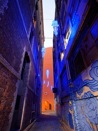 New site-specific lighting in Kimber Lane, Chinatown, Sydney.
