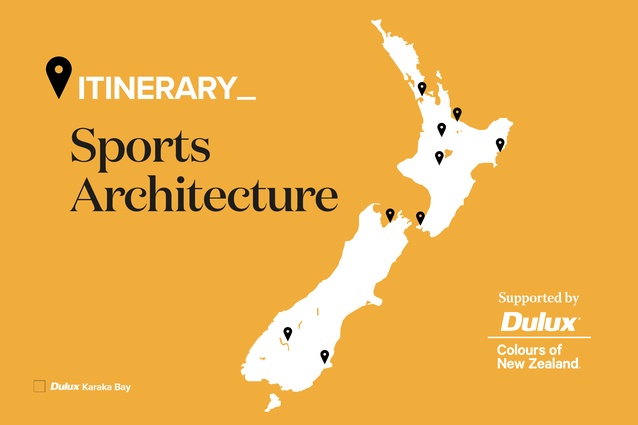 <em>Itinerary: Sports architecture.</em> Featured is <a 
href="https://www.dulux.co.nz/colour/oranges/karaka-bay/"><u>Dulux Karaka Bay</u></a>, Dulux Colours of New Zealand.