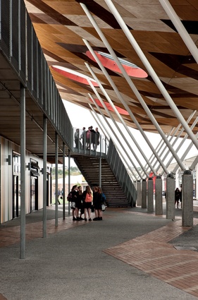 Avondale College’s new central atrium building has a large, v-profiled, umbrella-like roof.