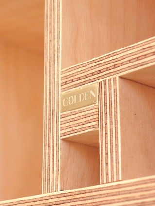 Golden bookshelf.