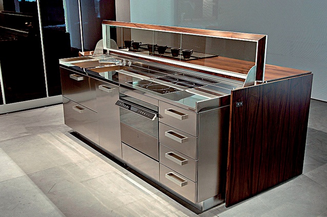 The Cover kitchen island, manufactured by the Italian company Ernestomeda.