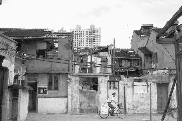 Partially destroyed buildings, Luwan District, Shanghai, 2004.