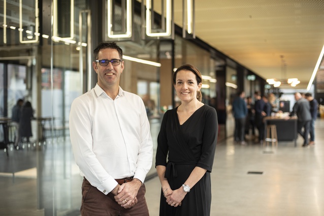 Recently-appointed principals at Warren and Mahoney's Auckland studio, Mat Brown and Ilona Haghshenas.