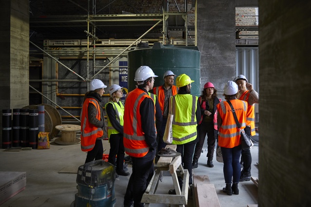 Part of Auckland's Site Seeing tours of new builds, DJ Tai of Cheshire architects guided patrons through the new Hotel Britomart.