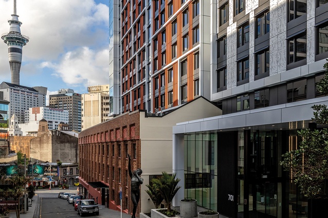 Lorne Street is a key pedestrian route between the city centre and the AUT campus.