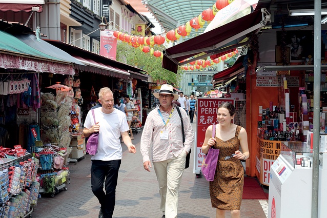 Andrew Mitchell from Patterson Associates, with Julian Mitchell and Claire Natusch from Mitchell & Stout Architects, walking Chinatown’s laneways.