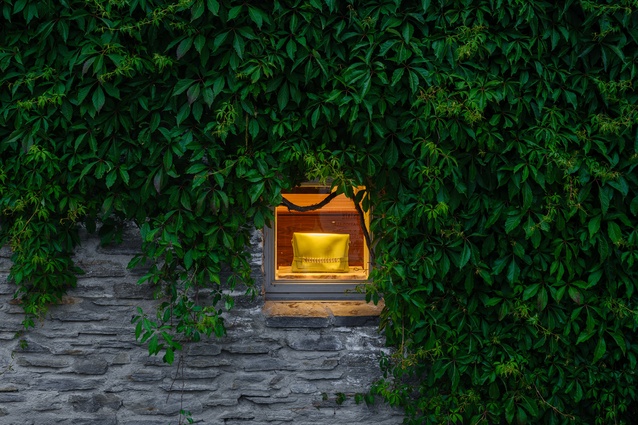 The view of the display window from the pavement. 