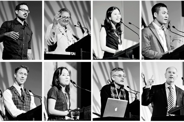 IFLA50 speakers, left to right, top to bottom: Damian Powley, Jim Sinatra, Wannaporn Pui Phornprapha, from P Landscape, Tadashi Takao, Thomas Woltz, Yuko Tanabe, Vincent Ward, and Len Brown.