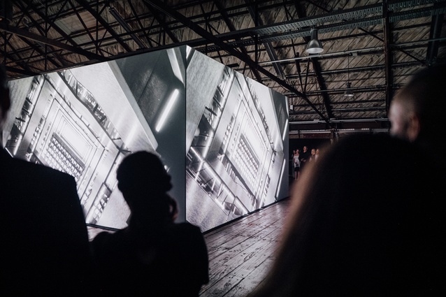 The Jasmax Manifesto film, made in collaboration with Exit Films, was shown on the four-sided light cube.