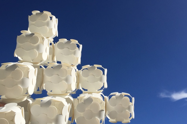 ‘Republic’ lighting cube in white recyclable plastic.