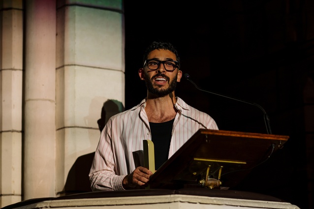 Abdallah Alayan from Monk Mackenzie makes his Supreme Award winner’s speech for Palimpsest House.