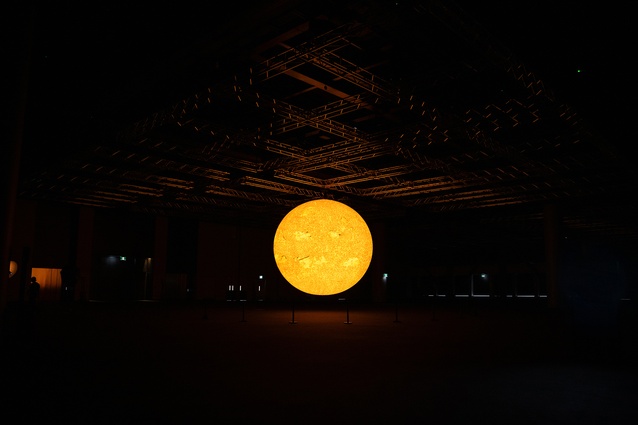 The six-metre sun sculpture,<em>Helios</em>, by British artist Luke Jerram 
