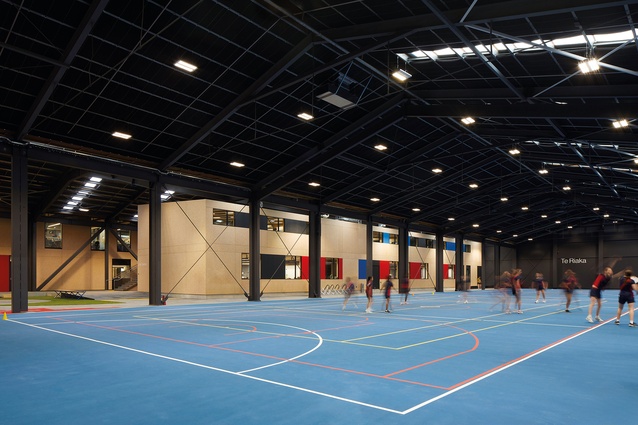 Looking across the covered courts to the classrooms.