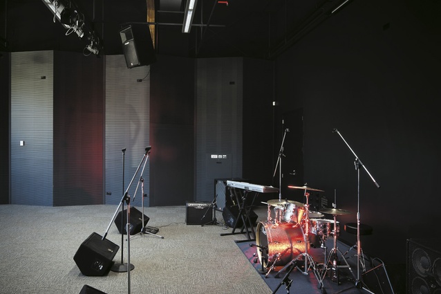 The "Johnny Cash" room, largest of several performance/practice rooms.