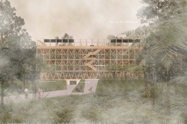 Winner: ‘TŪHONONGA: Co-occupying with Earth and Sky’ by Matangireia Yates-Francis from AUT.