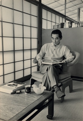 Kenzo Tange, pictured relaxing in his own home, the A House. 