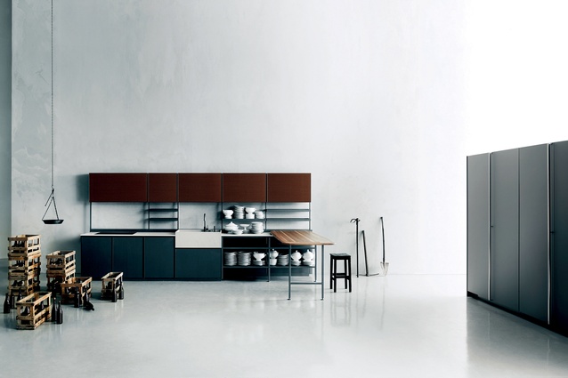 Patricia Urquiola’s Salinas kitchen system for Boffi is based on her grandfather’s kitchen and features a customisable modular layout and LED lights in the shelving.