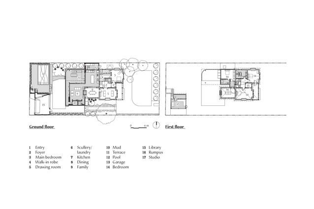 Plans of Hiro-En House by Matt Gibson Architecture and Design.