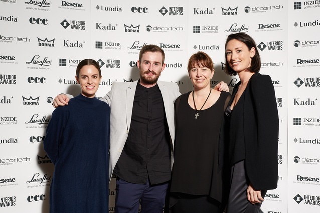From left to right: Emma Hoyle (Hare Interiors), Michael Wingham & Chrissy Dropich from James Dunlop Textiles, and Lauren Hare from Hare Interiors. 
