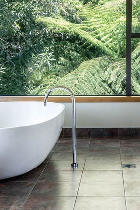 Architect Richard Mauriohooho cantilevered the ensuite to further enhance the feeling of the space being in nature.