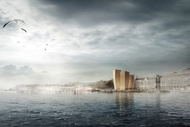 Finalist: Helsinki Five by Haas Cook Zemmrich STUDIO2050. Five towers form a shimmering beacon on the shores of the Baltic Sea.